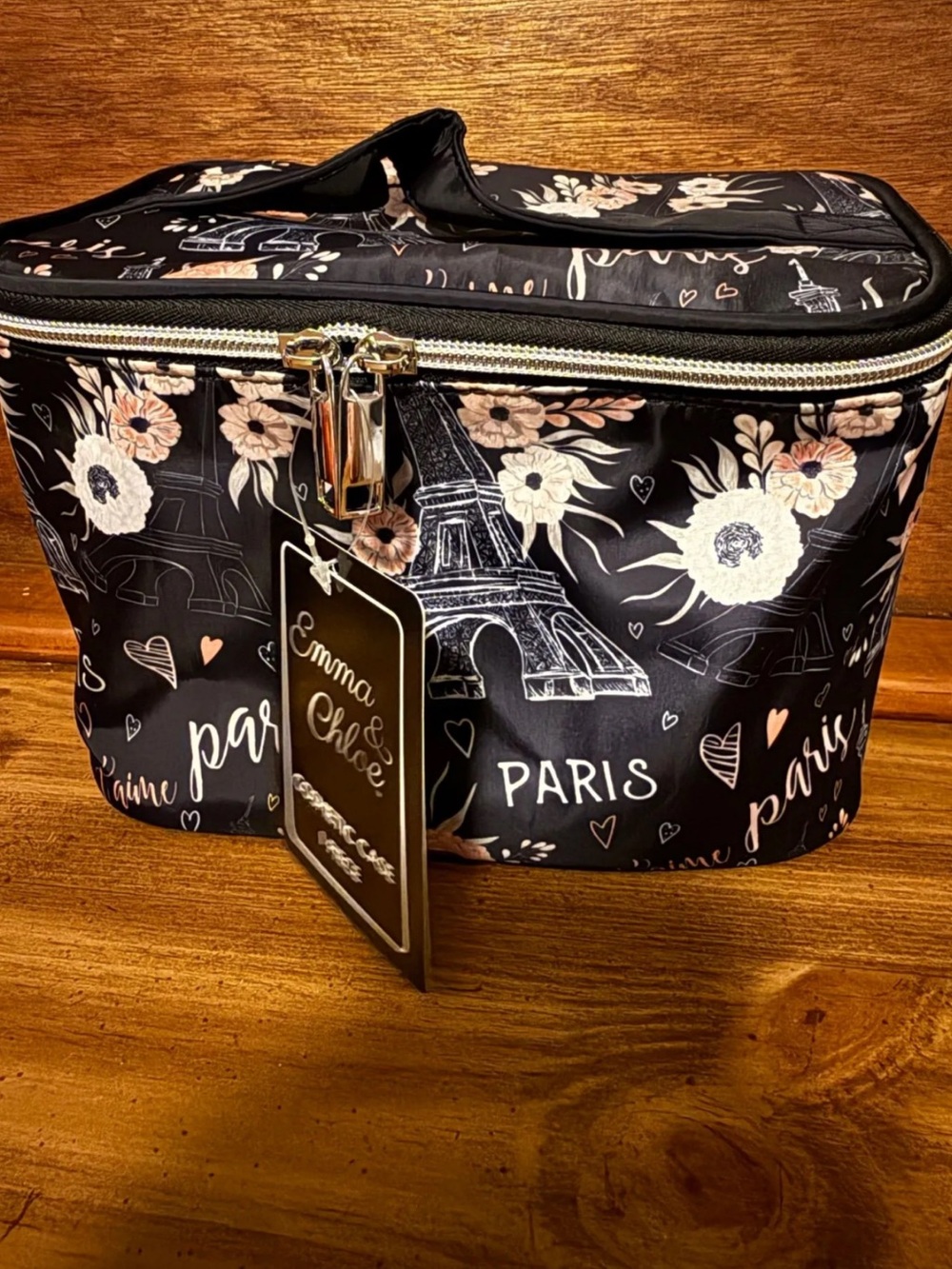 Paris Floral Black Cosmetic Case